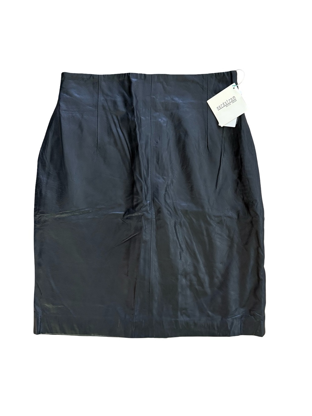 Vintage Nordstrom Lamb Leather Pencil Skirt Black High Waist Back Zip 28 NWT
